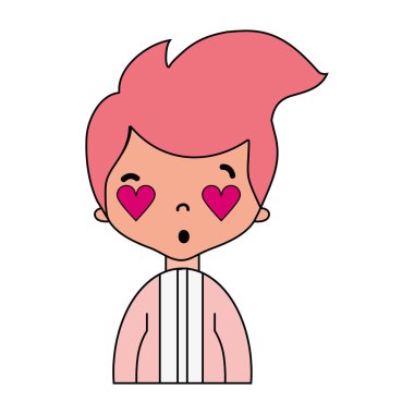 şık takım elbise ve kalp gözleri vektör illusration güzel çocuk