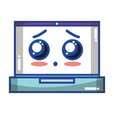 Kawaii şirin ihale dizüstü teknoloji vektör çizim