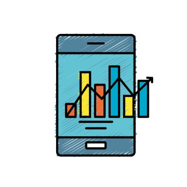 Diyagram vektör çizim bar istatistikleri ile Smartphone teknoloji