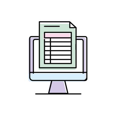 bilgisayar belge bilgi ve iş stratejisi vektör çizim