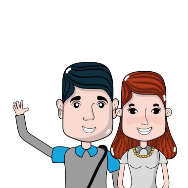 saç modeli ve rahat kıyafetler, vektör çizim ile güzel çift