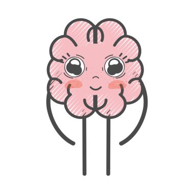 simge çok güzel kawaii beyin ifade, vektör çizim