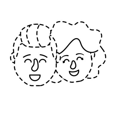 Şekil avatar çift kafa saç modeli tasarım vektör çizim ile noktalı