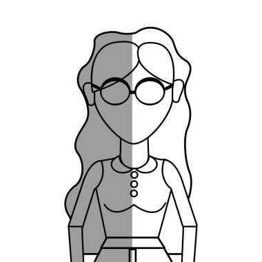 güzel kadın gözlük ve bluz bezle, vektör çizim şekil