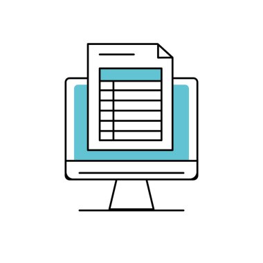 bilgisayar belge bilgi ve iş stratejisi vektör çizim