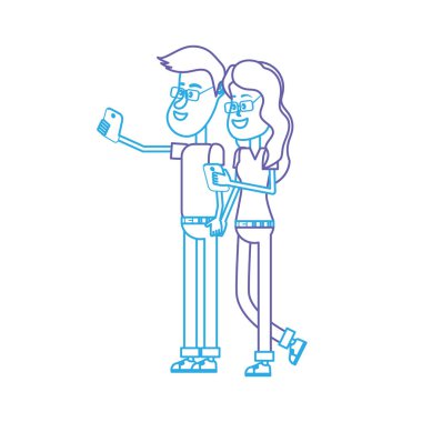 saç modeli ve el vektör çizim içinde smartphone ile güzellik çift hat