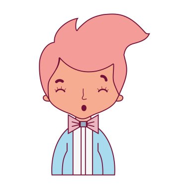 şık takım elbise ve saç tasarım vektör illusration güzel çocuk