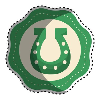 yeşil etiket at nalı dekorasyon sanat, vektör çizim tasarım