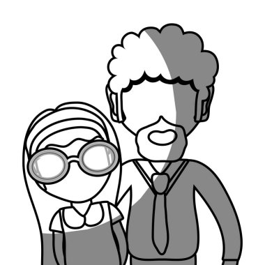 Baba ve kızı beyaz arka plan, vektör çizim üzerinde