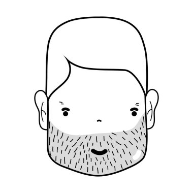 çizgi adam yüz saç ve sakal vektör çizim ile