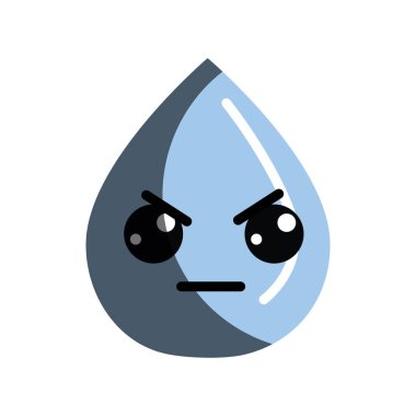 Kawaii güzel kızgın damla su, vektör çizim tasarım