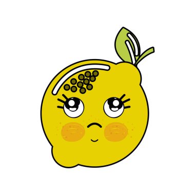 Kawaii güzel düşünme limon kutsal kişilerin resmi, vektör çizim tasarım