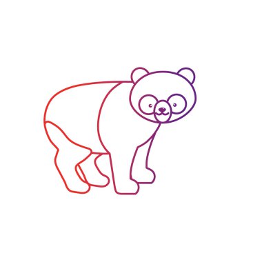 satır sevimli panda vahşi hayvan simge vektör çizim