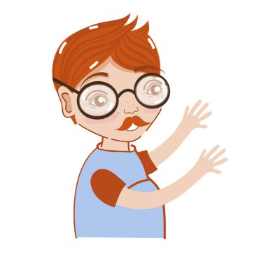 güzel adam gözlük ve bıyık tarzı, illüstrasyon vektör