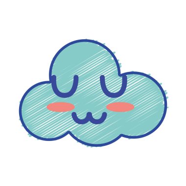 Kawaii şirin ihale bulut hava vektör çizim