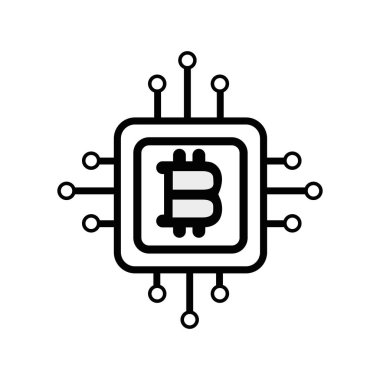 Bitcoin para birimi işaretiyle devreler ağı, vektör çizim