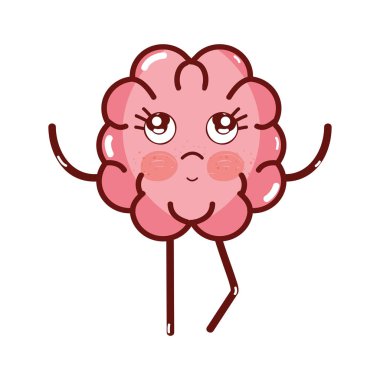 simge çok güzel kawaii beyin ifade, vektör çizim