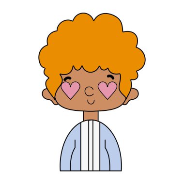 şık takım elbise ve kalp gözleri vektör illusration güzel çocuk