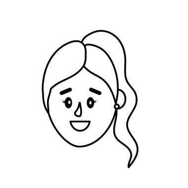 Avatar kadın baş saç modeli tasarım vektör çizim ile satır