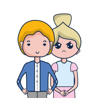 Güzellik çift ile birlikte saç modeli tasarım illüstrasyon vektör