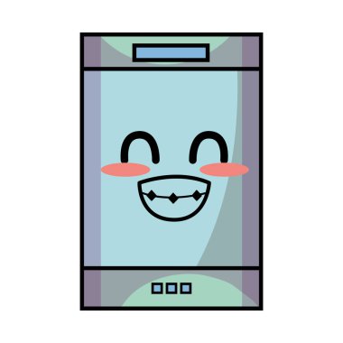 Kawaii şirin ihale smartphone teknoloji vektör çizim