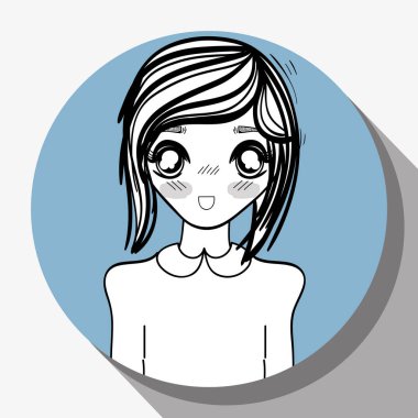 Anime güzel sürpriz kadın, vektör çizim tasarım