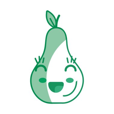 siluet kawaii şirin mutlu armut meyve, vektör çizim