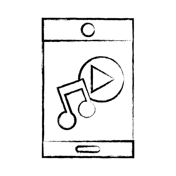 Рисунок Технологии Смартфона Музыкальной Иконкой Векторной Иллюстрации — стоковый вектор