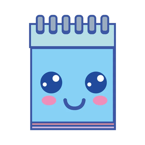 Kawaii Lindo Cuaderno Feliz Herramienta Vector Ilustración — Vector de stock