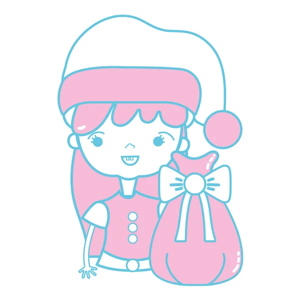 Nice Girl Hat Christmas Bag Vector Illustration — Stock Vector