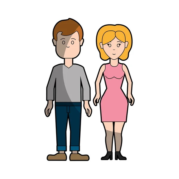 Couple Homme Femme Aux Cheveux Courts Illustration Vectorielle — Image vectorielle