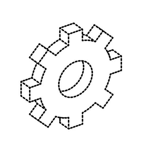 Punktierte Form Zahnrad Industrie Technologie Information Symbol Vektor Illustration — Stockvektor