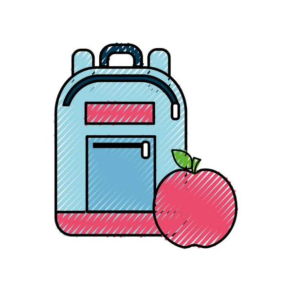 çanta çalışma elma meyve, vektör çizim aracıyla