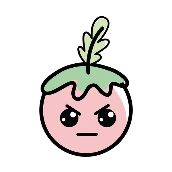 卡瓦伊愤怒的番茄蔬菜图标 矢量插图 — 图库矢量图片