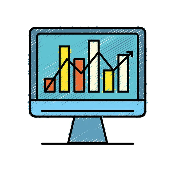 Technologie Informatique Avec Illustration Vectorielle Diagramme Barres Statistiques — Image vectorielle