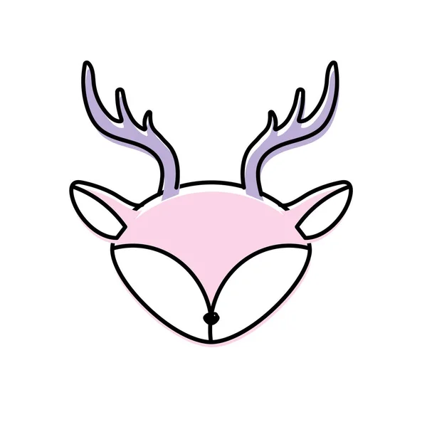 Deer Head Wild Cute Animal Vector Illustration — Stock Vector