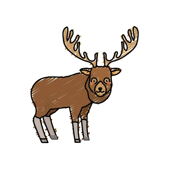 Ładny Elk Dzikich Zwierząt Ikona Ilustracja Wektorowa — Wektor stockowy