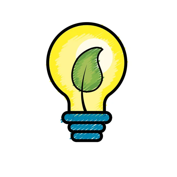 生態学的なシンボル ベクトル図の中の葉と電球 — ストックベクタ