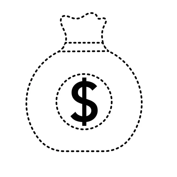 Пунктирная Форма Бизнес Сумка Наличными Деньгами Внутри Векторной Иллюстрации — стоковый вектор
