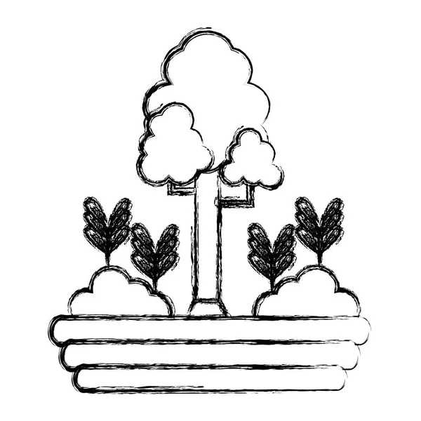 Фігура Гарне Дерево Рослини Наземною Екологією Векторні Ілюстрації — стоковий вектор