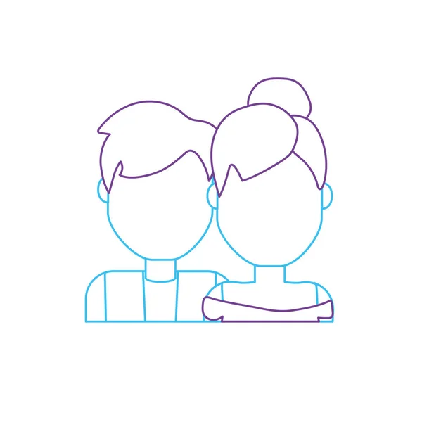 Silueta Bonita Pareja Con Diseño Peinado Vector Ilustración — Vector de stock