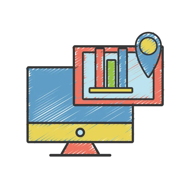 bilgisayar şirket belge ve istatistik diyagramı vektör çizim ile,
