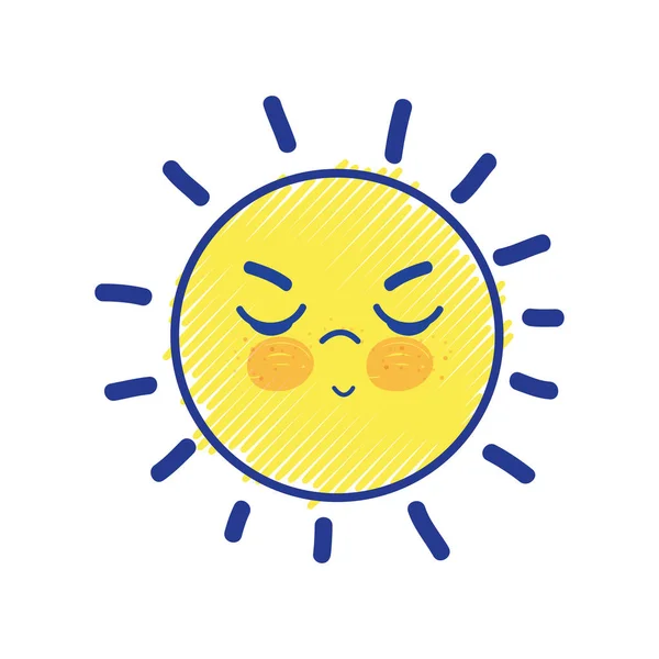 Beauty Kawaii Angry Sun Design Vector Illustration — Stock Vector