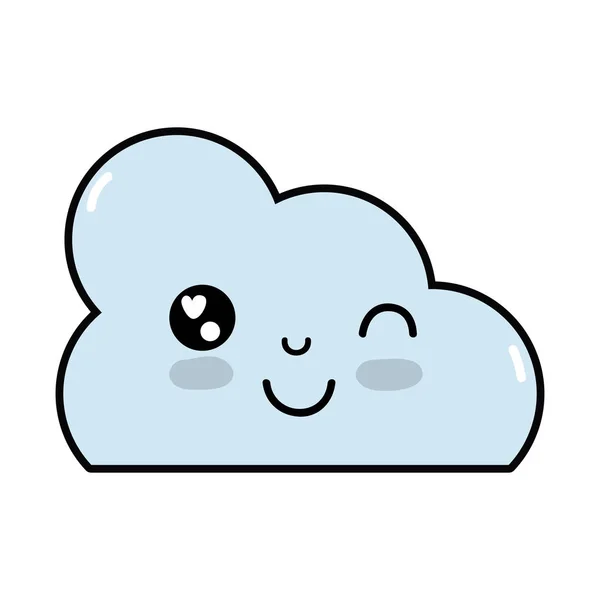 Kawaii Cute Funny Cloud Weather Vector Illustration — Stock Vector