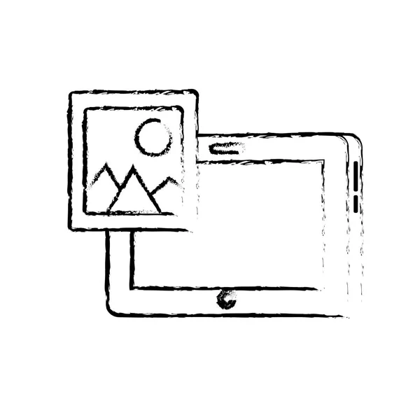 Рисунок Планшет Технологии Изображением Иконки Векторной Иллюстрации — стоковый вектор