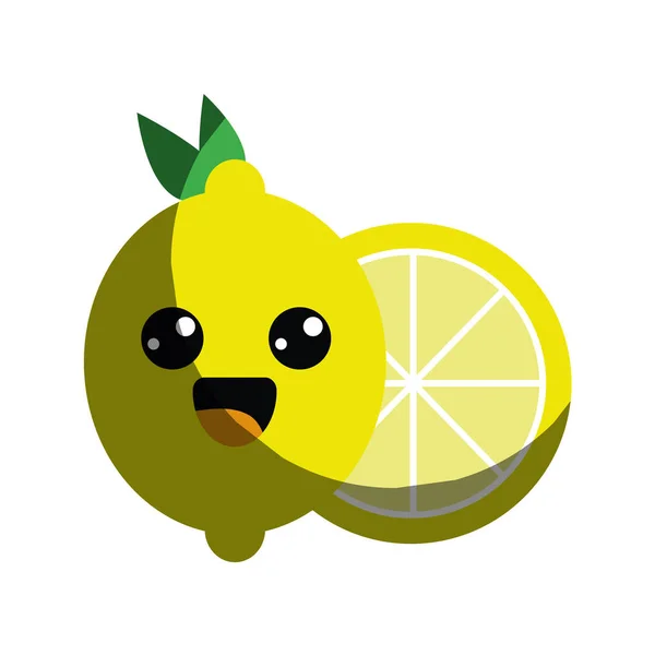 Kawaii Agradável Ícone Limão Feliz Ilustração Vetorial —  Vetores de Stock