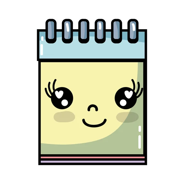 kawaii cute happy notebook tool vector illustration