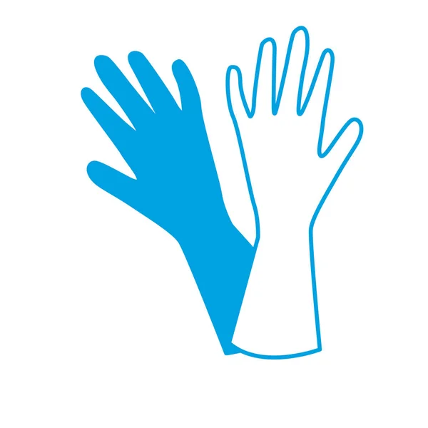 Silhouet Wassen Handschoenen Ontwerpen Stijl Aan Huiswerk Vectorillustratie — Stockvector