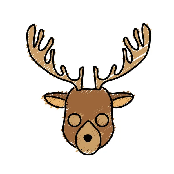 Elk Head Wild Cute Animal Vector Illustration — Stock Vector