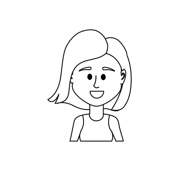 Lijn Avatar Vrouw Met Kapsel Blouse Ontwerp Vectorillustratie — Stockvector